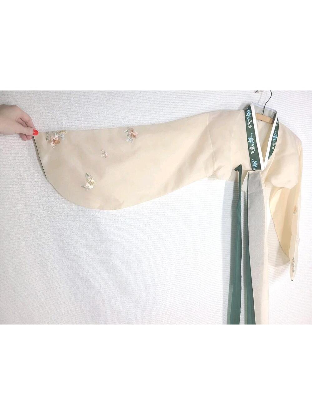 Vintage Chinese Hanfu Jacket Shirt Sheer Green Tan Hand Stitched Ooak 34"b Small - Picture 7 of 9